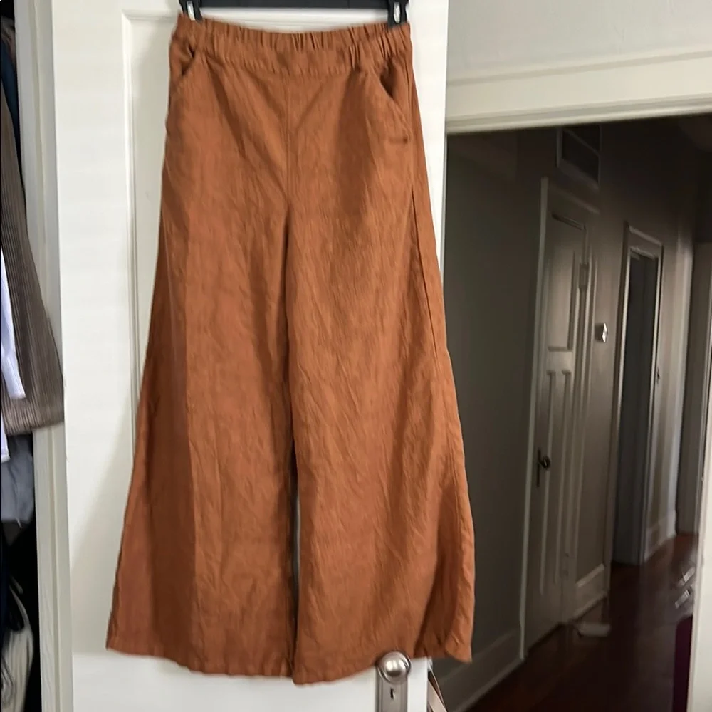 CP Shades Soft Flax Pants in Warm Brown - Picture 1 of 5